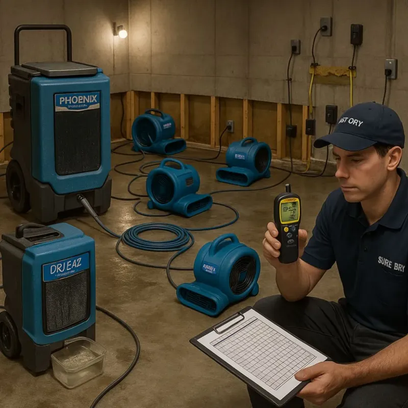Structural Drying and Dehumidification process in Royse City, TX